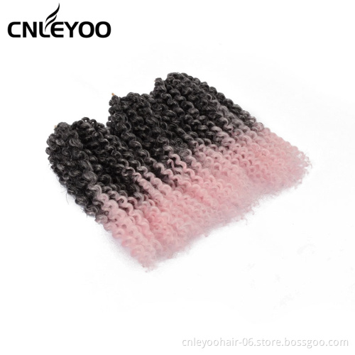 Dating party event durable low temperature fiber gradient pink curly crochet hair
